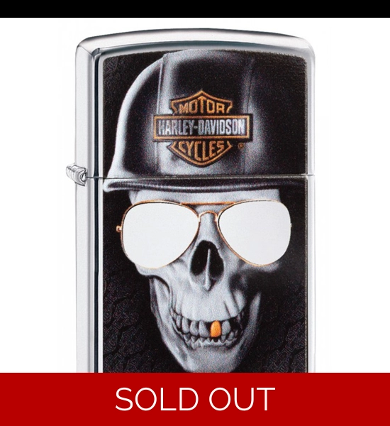 Harley Davidson Skull High Polish Chrome Zippo
